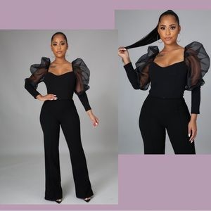 Sheer puffy arms top